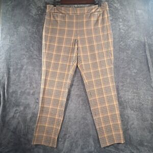 Talbots Chatham Ankle Pant 10P Plaid Brown Tan Yellow Stretch Trousers Academic